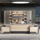 thumbnail image 5 of Computer Drawers Office Desk Executive Corner Reception Executive Desktops Setup Wooden Console Mesa Escritorio Office Supplies My Lux Decor Round, 5 of 15