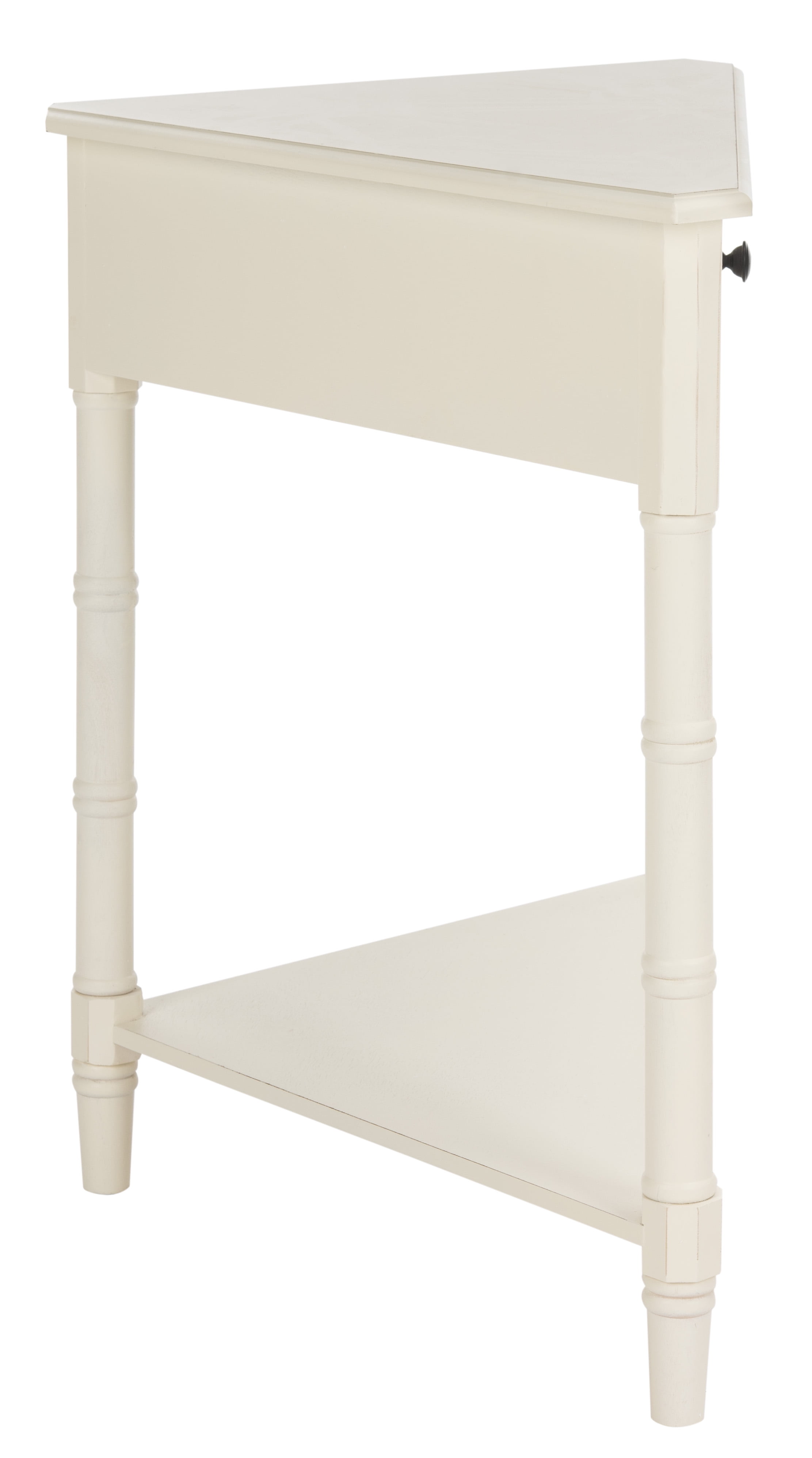 SAFAVIEH Gomez Solid Casual Corner Table With Storage Drawer, Distressed Cream
