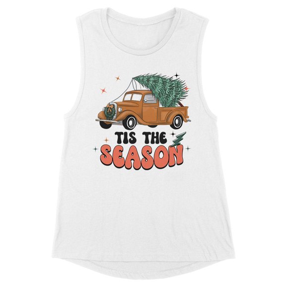 Retro Tis the Season Women's Muscle Tank Large White