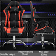 thumbnail image 3 of WENTUM Gaming Chair with Massage Lumbar Support - Ergonomic Video Game Chair for Adults, Adjustable Headrest & Footrest, 90-135° Recline, 360° Swivel, Red, 3 of 8