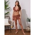 thumbnail image 5 of DARING DIVA Women's 4 Piece Tie Knot Halter Ribbed Bikini Sets M Red Brown, 5 of 6
