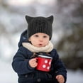thumbnail image 2 of Hat Children'S Baby Hat Cat Ear Protector Plush Knitting Solid Color Pullover Cap, 2 of 3