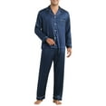 thumbnail image 5 of INSPIRE CHIC Satin Pajamas Set for Men's 2 Pieces Homewear Long Sleeve Nightshirt Casual Loungwear, 5 of 6