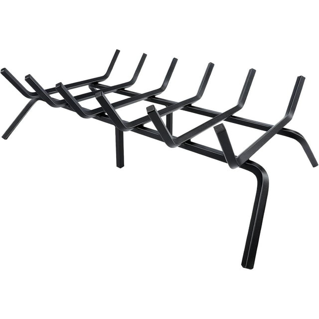Fireplace Grate 27 Inch, Heavy Duty Solid Cast Iron Fireplace Log Holder, Indoor Firewood Log Burning Rack, Fire Pit Kindling Holder, Fireplace Accessories, Outdoor Firewood Rack