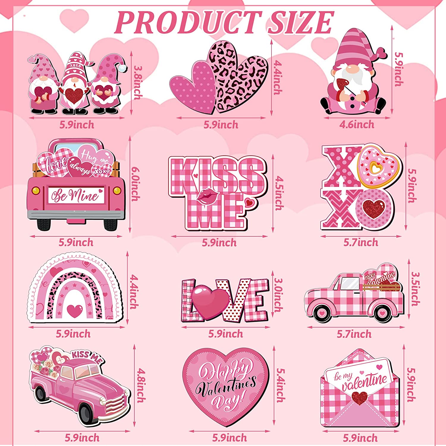 12 Pieces Valentine's Day Refrigerator Magnets Set Red Pink Holidays Magnetic Stickers Holiday Magnets Heart Magnets Valentine's Day Magnets Refrigerator Decorative Magnets for Car Door Dishwasher