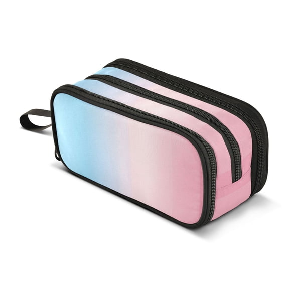 FORMRS Pencil Case with 3 Compartments Zipper Pouch, Elementary School Level and up, Light Pink Gradient