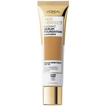 L'Oreal Paris Age Perfect Radiant Serum Foundation Makeup, 95 Amber Beige, 1 fl oz