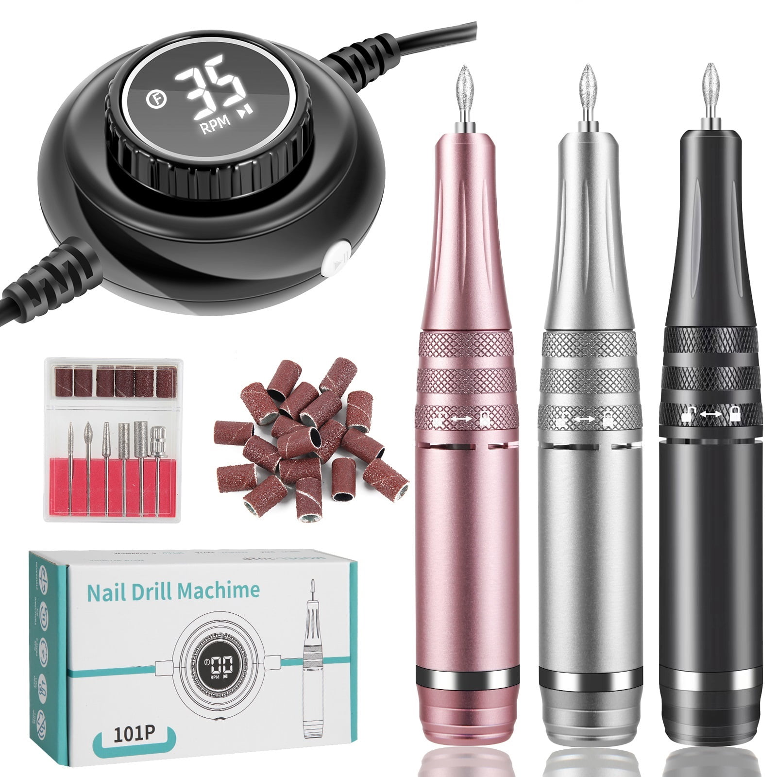 35000RPM Manicure Machine, Electric Nail Drill, Portable Nail Lathe Electric Manicure Cutter Set, Nail Gel Polisher Salon Equipment ,Lightweight and Portable