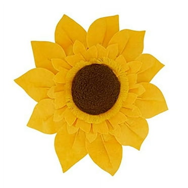 Fennco Styles Handmade 3D Sunflower Decorative Throw Pillow 13 inch Round - Yellow Flower Cushion for Couch, Living Room, Bedroom and Office Décor