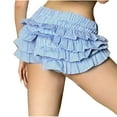 thumbnail image 4 of Kaemgyyd Women Ruffle Shorts Fashion Cute Low Rise Layered Shorts Lounge Plaid Tiered Summer Beach Hot Shorts, 4 of 6