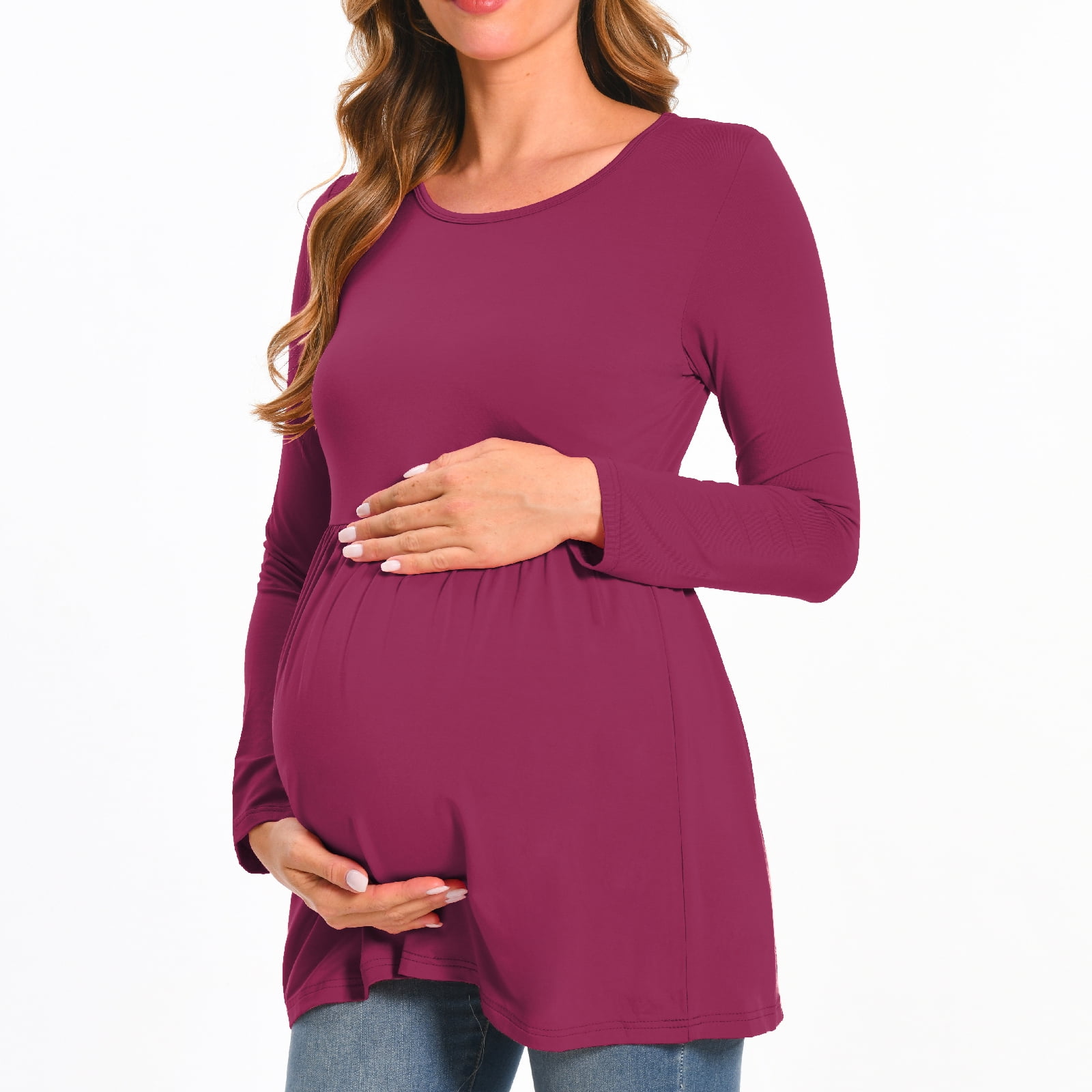 Beaisland Women's Long Sleeve Maternity Shirts Basic Casual Pregnancy Top