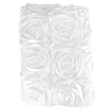 

Satin Rosette Table Runner with Serged Edge White 14-Inch x 108-Inch