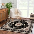 thumbnail image 2 of Large Vintage Bohemian Rug 47.2x70.8in Non-Slip Machine Washable - Oil Resistant Polyester Carpet for Kitchen Living Room Bedroom Decor (Black)​, 2 of 9