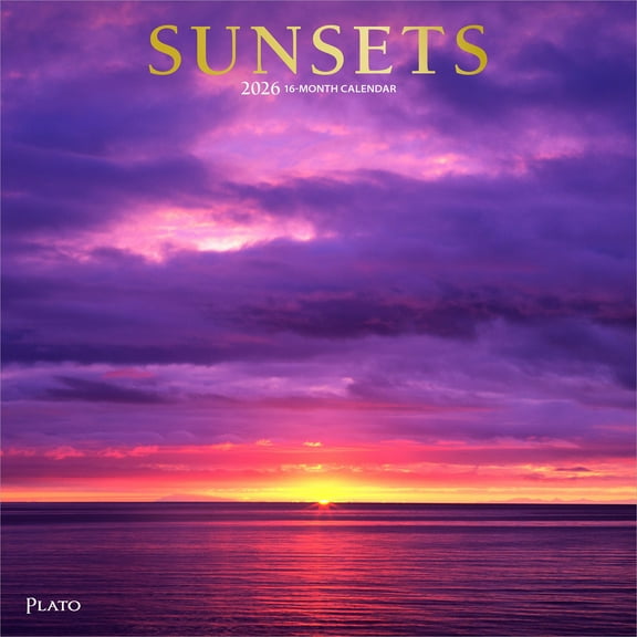 Sunsets | 2026 12x24" (Hanging) Monthly Square Wall Calendar | Plato