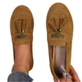 thumbnail image 3 of HTHLVMD Suede Tassel Loafers, Slip-On Casual Flats, Women's Comfort Moccasins, Everyday Comfort Loafers, Office Shoes, Casual Dress Loafers for Women Driving Shoes Summer Comfortable Shoes, Camel 5.5, 3 of 7
