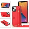 thumbnail image 4 of Case for Apple iPhone 14 with Card Slot Holder, Removable Adjustable Shoulder Strap Lanyard Crossbody Neck Purse Phone Case for iPhone 14 KB Red, 4 of 13