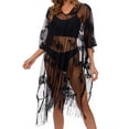 thumbnail image 7 of successthop Lace Cover Ups for Women Loose Crewneck Sheer Dress Half Sleeve Sundress Summer Beach Holiday Swimsuit Black, 7 of 7