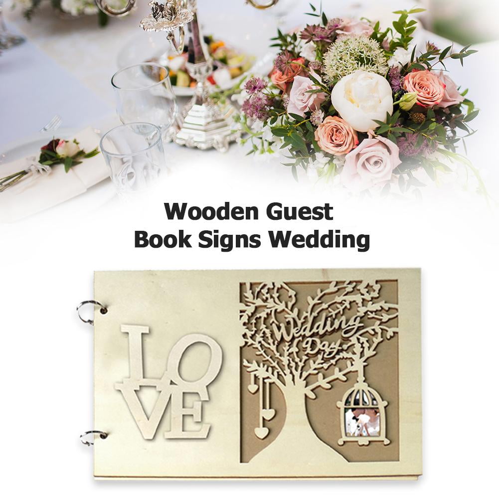 Details about   Wedding Guest Books Wooden Retro Hollow Lace Notebook Name Sign Board Gifts 