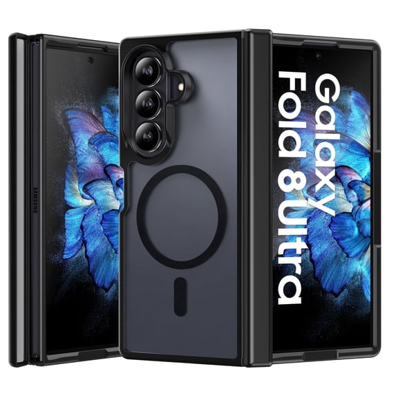 for Samsung Galaxy Z Fold 8 Ultra, Magnetic MagSafe‑Compatible TPU PC Shockproof Full‑Body Protective Cover, Anti‑Fingerprint Slim Case Support Wireless Charging-Black