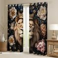 thumbnail image 2 of Manfei Woodland Wildlife Blackout Curtains Set of 2 (52x84 Each) for Teens, Jungle Lion Print Window Curtains, Rustic Floral Curtains and Drapes, Window Curtains Home Decor, 2 of 6