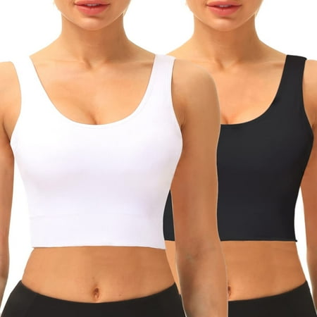 

Bralette Breathable Crop Tank Tops Women s Sports Bra Wide shoulde Strappy Stretch Longline Bra for Workout Exercise Sport Daily