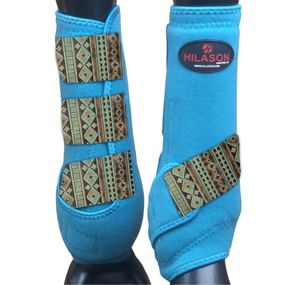 Large Hilason Horse Medicine Sports Boots Rear Leg Turquoise