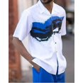 thumbnail image 4 of Nueva camiseta de moda de verano + pantalón, 2 piezas, camiseta + pantalón, moda para hombre, estilo Harajuku, retro, rayas verticales y horizontales, camisetas para hombre, 4 of 5