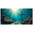 thumbnail image 4 of Easter Themed Sunset Landscape Banner with He not here HE Is Risen Text, Party Background Backdrop Decors for Easter Celebrations Church Events Religious Gatherings Photography Sessions, 4 of 7
