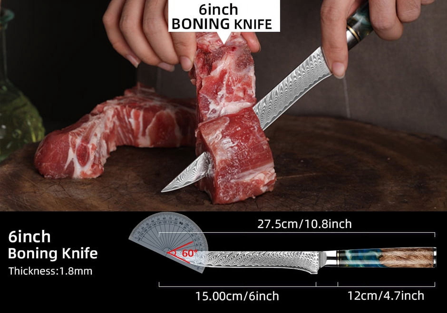 Kitchen Knives German Stainless Steel Damascus Chef Knife Sharp Cleaver Steak Santoku Utility Knifes with Unique Resin Ergonomic Handle with Giftbox