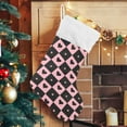 thumbnail image 5 of Coolnut 2 Pack Christmas Stockings 17.7 Inches Cute Heart Flower Black Pink Check Large Size Xmas Cable Stocking Gifts & Decorations for Family Holiday Xmas Party, 5 of 6