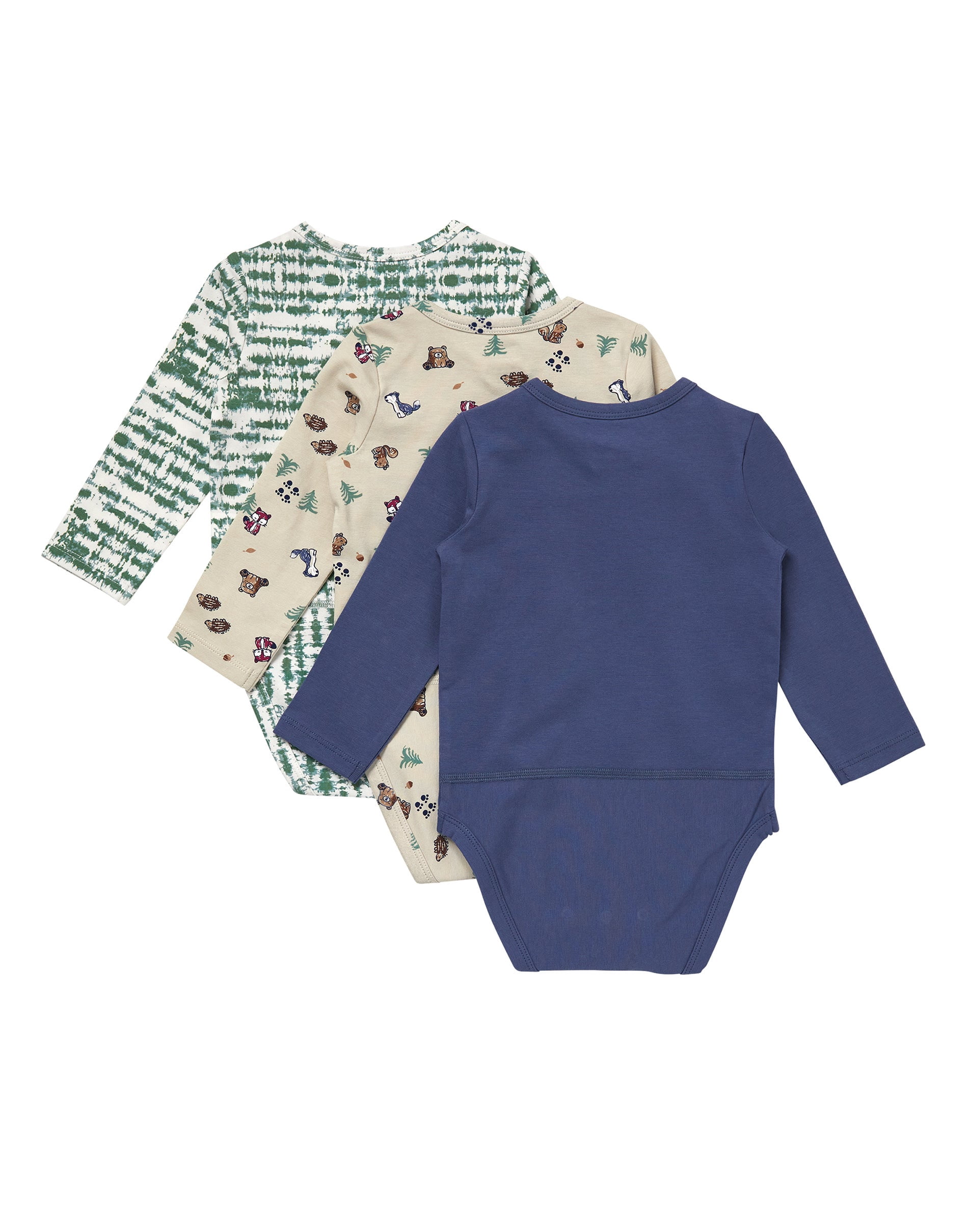 Hanes Pure Comfort Baby Long Sleeve Bodysuits, Organic Cotton, Boys & Girls, 3-Pack Blue/Green Assortment 6MTH