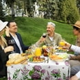 thumbnail image 4 of Round Table Cloths 60 in, Floral Tablecloth Waterproof, Wrinkle Free Polyester Flower Table Cover for Patio Party, 4 of 4