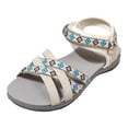 thumbnail image 5 of Rokment Ethnic Athletic Orthotic Walking Sandals for Women Bohemian Beach Comfortable Open Toe Ankle Strap Low Heel Dress Summer Shoes with Arch Support Beige Size 6.5, 5 of 7