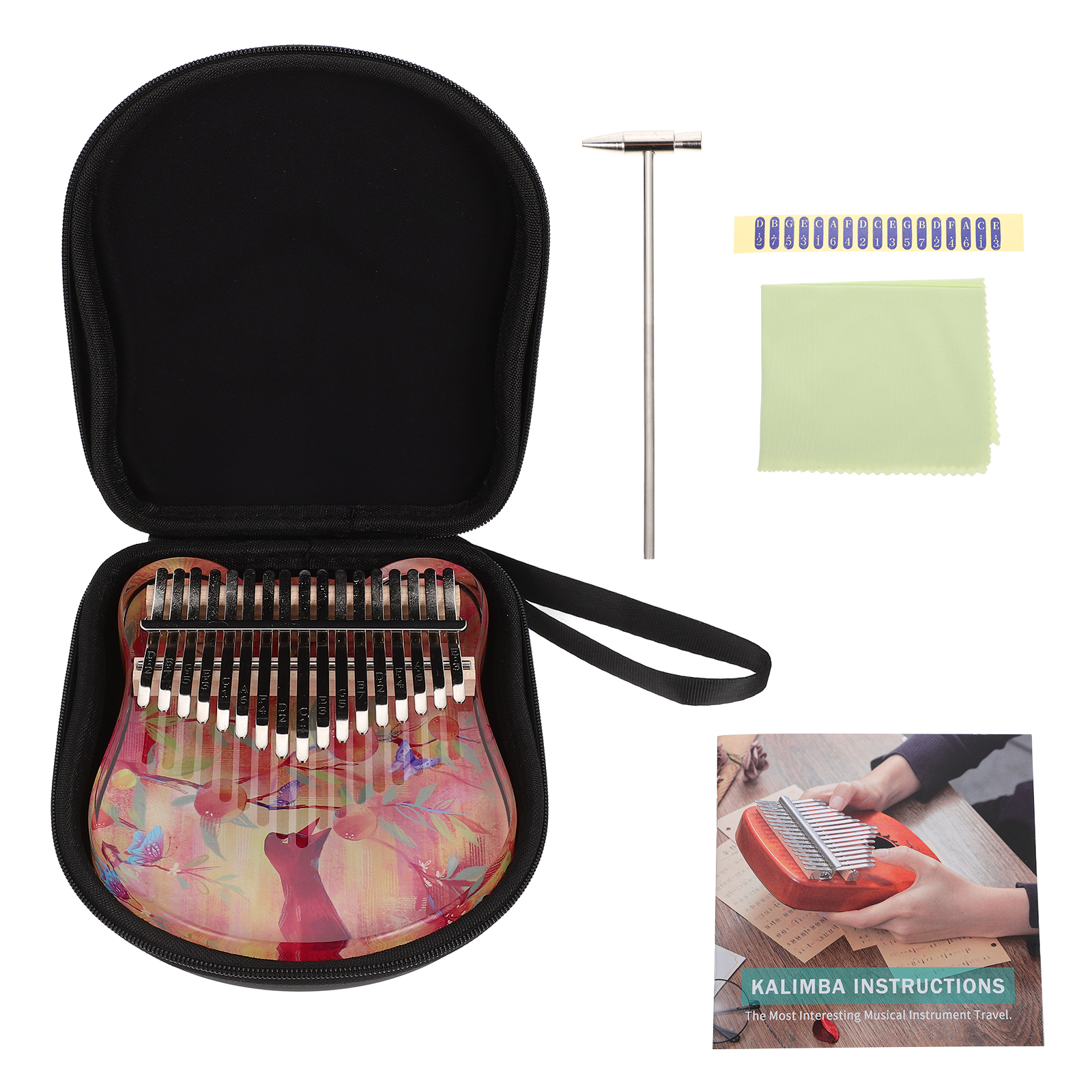 Thumb Piano Kalimba Finger Instrument Pianos 17 Keys Hammer Acrylic