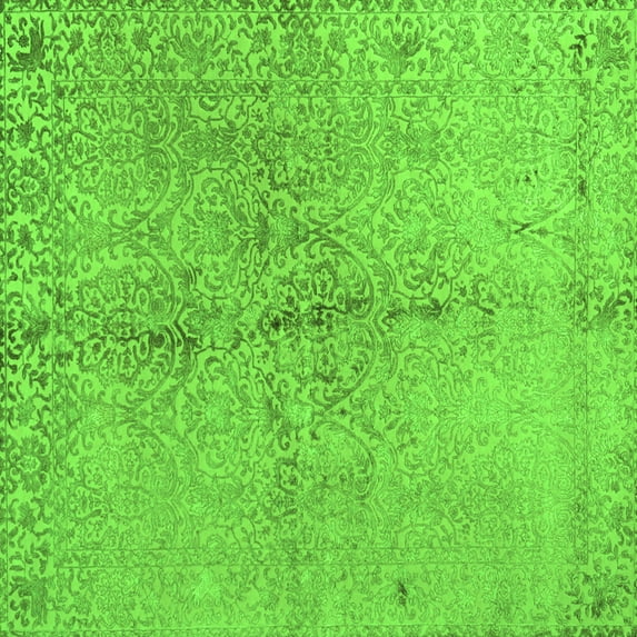 Ahgly Company Indoor Square Abstract Green Contemporary Area Rugs, 6' Square
