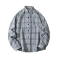 thumbnail image 4 of Flannel Shirt For Men Long Sleeve Fashion Casual Regular Fit Collar Plaid Shirt Comfortable Lightweight Fall Button Classic Basic Tops With Pocket Grey M, 4 of 8