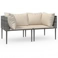 thumbnail image 7 of vidaXL Patio Corner Sofas with Cushions 2 pcs Gray Poly Rattan, 7 of 7