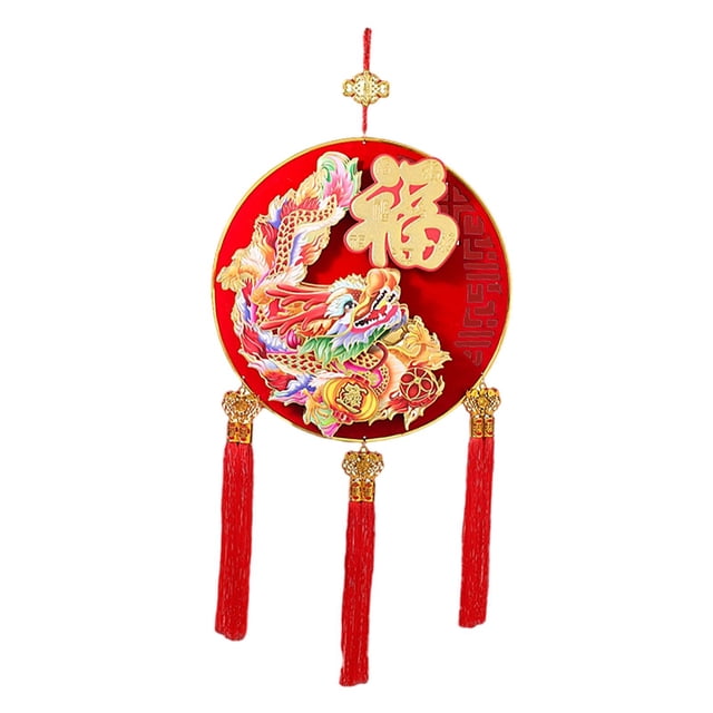Decoración colgante de año Nuevo de dragón chino, colgante de borlas, ventanas, decoración colgante tradicional creativa del año Lunar para fiesta Estilo B