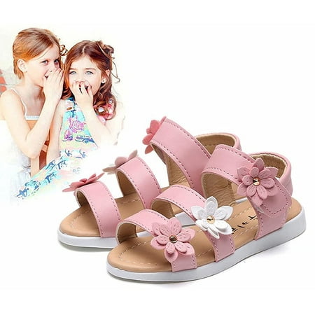 

DNDKILG Toddler Baby Girl s Summer Flower First Walkers Shoes Sandals Kids Outdoor Dress Party School Wedding Pink 15M-12Y