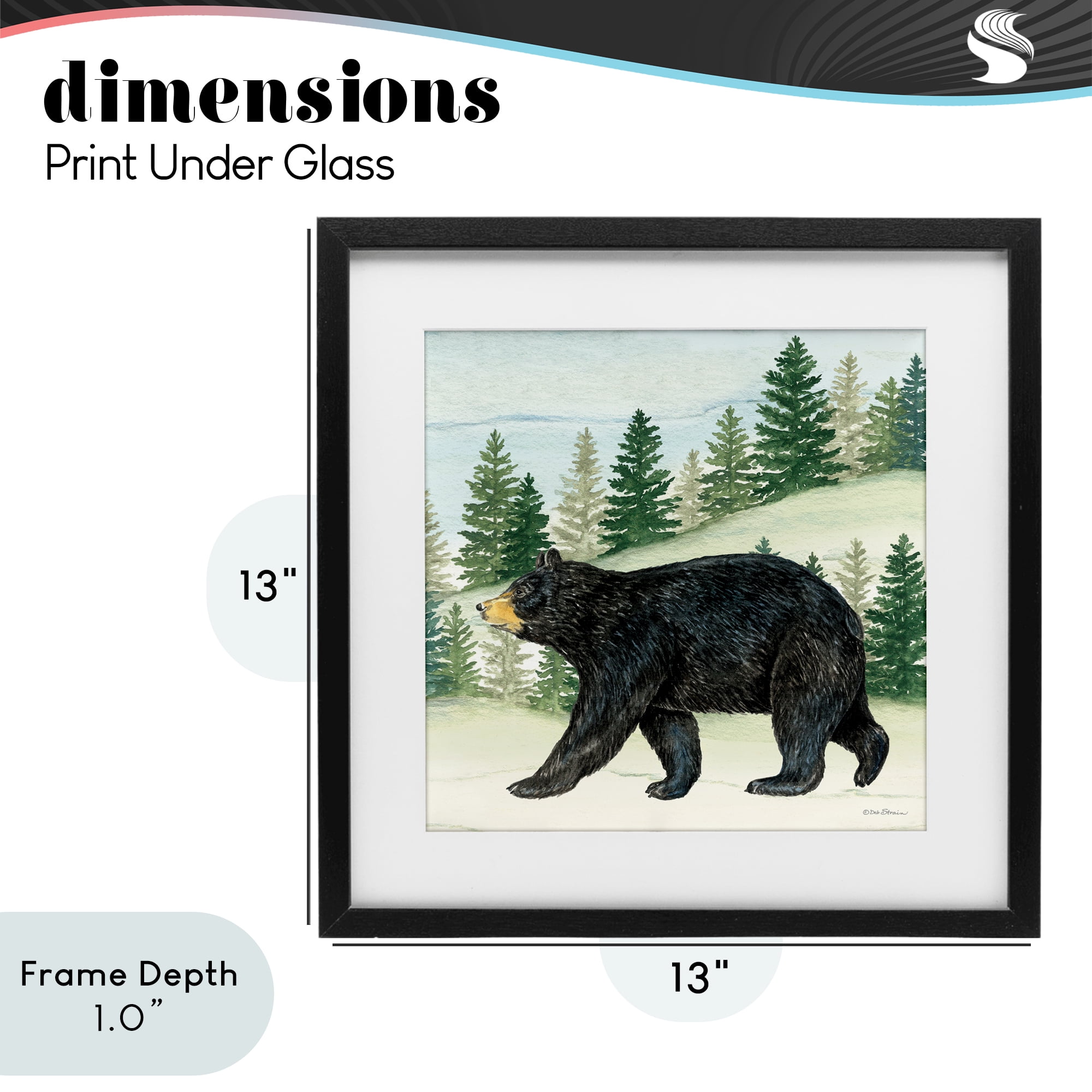 Stupell Industries Black Bear In Woods Black Framed Print Under Glass, design by Deb Strain