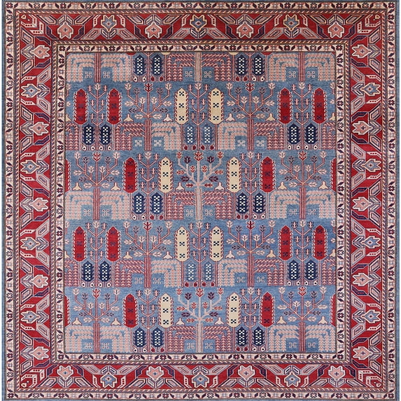 Ahgly Company Machine Washable Indoor Square Industrial Modern Dark Raspberry Purple Area Rugs, 5' Square