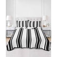thumbnail image 2 of Quilts Twin Size Bedding Set, Black Striped Lightweight Quilted Comforter, Farmhouse Aesthetic Modern Stripes Soft Reversible Bedspread Coverlet with Pillow Covers for All Season, 68" x 86", 2 of 7
