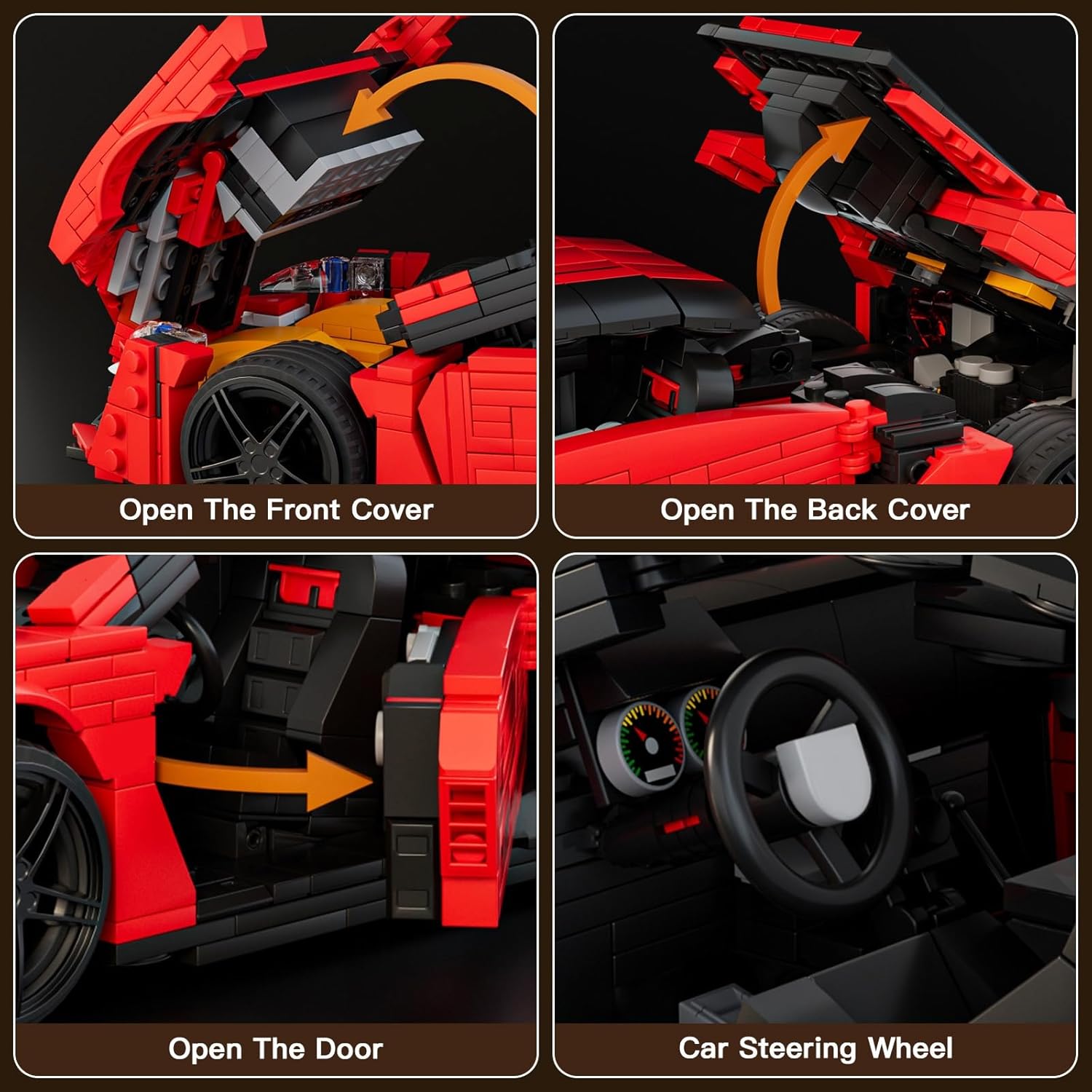 Car Building Sets, 1:12 Scale Red Sports Vehicle Model, 10117 Collectible Toys Building Kits, Build and Display Construction Set for Adults Aged 14+ (1311 Pieces)