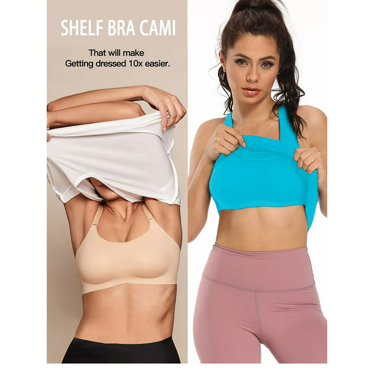 Women's Camisole with Shelf Bra Tank Tops for Layering Stretch
