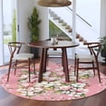 thumbnail image 3 of Pink Orchid Flowers Round Area Rug 7Ft Washable Circle Rugs for Dorm Laundry Room, Vintage Floral Leaves Plants Spring Non-Slip Carpet Floor Mats Indoor Outdoor Carpet Runner Aesthetic Home Decor, 3 of 8