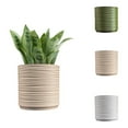 thumbnail image 3 of Flo MidCentury Modern Indoor Ripple Eco-Friendly 3D Printed Planters with Drainage, Chalk (Set of 2), 3 of 7