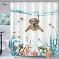 thumbnail image 2 of Funny Dog Shower Curtain Set Teal Blue Sea Ocean Waterproof Fabric Shower Curtains with Animal Octopus Starfish Turtle Anchor Fish Nautical Bathroom Curtain Decor (Orange, 72''''×72''''), 2 of 6