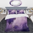 thumbnail image 3 of Designart "Ink Clouds of Purple and Gold Marble IX" Fractals Bedding Covert Set - Abstract Purple Modern Bed Set With 2 Shams, 3 of 7