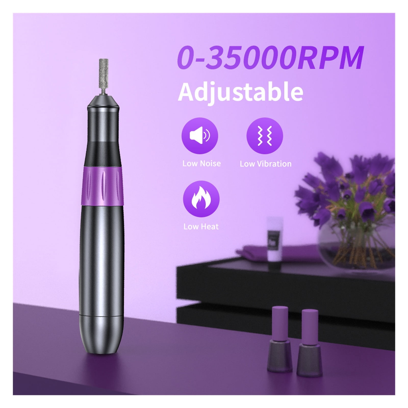 Beaulush 35000RPM Electric Nail Drill, Professional Manicure Machine, Nail Sander, Milling Cutter Set, Salon Tool For Gel Removing ,Low Noise