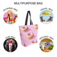 thumbnail image 7 of FORMRS Womens Canvas Tote Bag with Zipper Inner Pocket Shoulder Handbag, Cartoon Doughnuts, 7 of 7